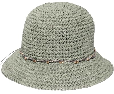 LOEVENICH modischer Damen Glockenhut mit farblich abgestimmten Hutband aus Papier in One Size