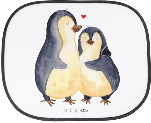 Mr. & Mrs. Panda Auto Sonnenschutz Pinguin umarmen - Geschenk, Sonne Auto, Sonnenschutz Baby, Verlobung, Paar, Sonnenschutz für Autoscheiben,