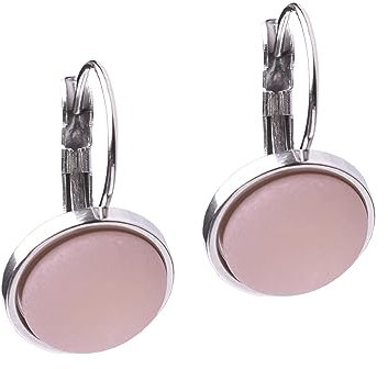 Polarisohrring Katharina, 12mm original Polariscabochon in vielen attraktiven Farben in einer Klappbrisur aus Edelstahl, handgefertigt von Adi-Modeschmuck in Berlin (rosa)