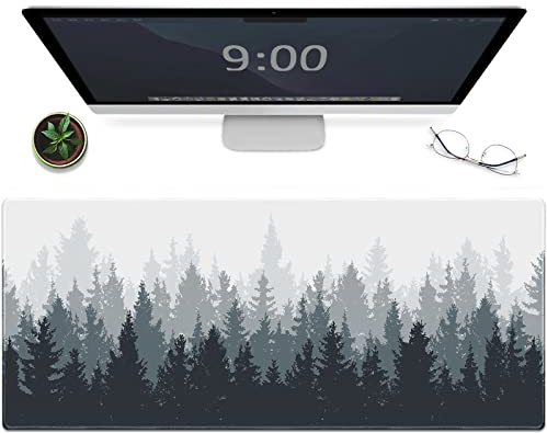 Galdas Gaming Mauspad Wald Hintergrund Muster XXL XL Groß Mauspad Mat Lang Verlängertes Mauspad Schreibtischunterlage rutschfeste Gummi Mäuse Pads Genähte Kanten Dünnes Pad (31.5x11.8x0.12 Zoll)-Baum