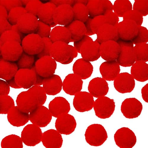 Sumind 250 Stück Mini Pompons Kleine Flauschige Pom Poms für Dekor Kunst Handwerk DIY Rot (15mm)