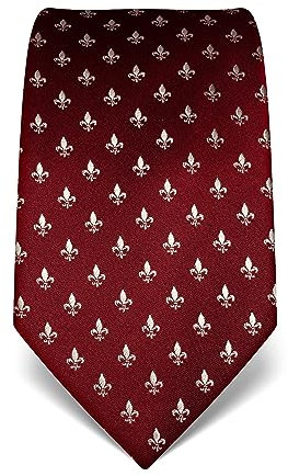Vincenzo Boretti Herren Krawatte reine Seide Fleur-de-Lis Muster edel Männer-Design zum Hemd mit Anzug für Business Hochzeit 8 cm schmal/breit burgunder