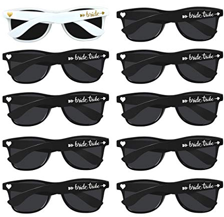 LADY&HOME 10 Pcak Hen Party Sunglasses Bride Tribe and Bride To Be Sunglasses for Women Bridesmaid Gifts Sunglasses for Bridal Shower Bachelorette Party Accessories(Black)
