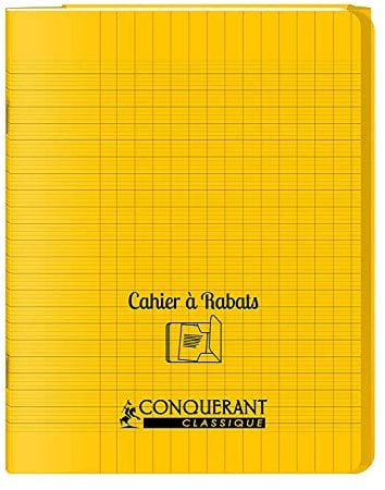 conquerant Un Cahier à Rabat avec Couverture Polypro Hamelin 24 x 32 - 96 Pages -Grands Carreaux Seyès - Jaune