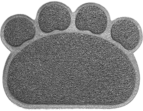 Opul Paw Set de table en PVC imperméable pour chien et chat Tapis antidérapant pour gamelle de nourriture et d'eau Facile à nettoyer Qualité FDA (gris)