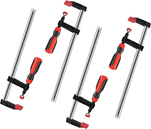 4 Stück Schraubzwingen Set, 80 x 600mm F-Klemmen für Holzbearbeitung F Clamps Klemm Zwinge Set Temperguss Spannweite Holzbearbeitung DIY Handwerkzeug Kit