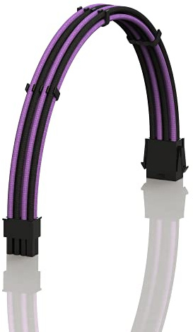 LINKUP - AVA 30cm 8-Poliges (4+4) CPU-ATX-Motherboard-Netzteil Geflochtene Benutzerdefinierte Mod-PC-Verlängerungskabel mit Kämmen | Einzelpackung | 300mm - Lila Schwarz