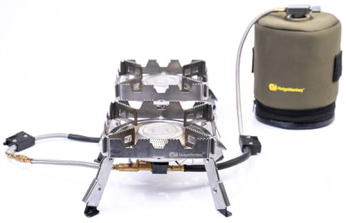 RidgeMonkey Connect Pro Full Kit Portable Dual Stove, Campingkocher zum Angeln, Angelkocher, Gaskocher zum Ansitzangeln, Kocher