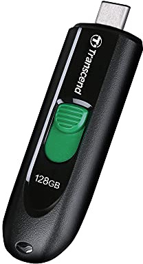 Transcend 128GB JetFlash 790 USB 3.0 USB-Stick, Typ-C, Schwarz | USB 3.2 Gen 1 Speicherstick, kappenloses, einziehbares Design mit Schlüsselanhänger, Datenspeicherung und Datensicherung