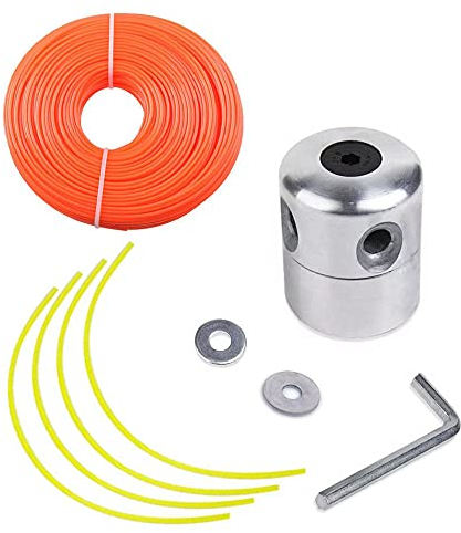Dzsomt Tete de Coupe Bordure Universelle Tête de Débroussailleuse Universelle Aluminium Fils Tete Coupe Bordure avec 15m Bobine de Fil Debroussailleuse et Bobine Fil Nylon pour Coupe Bordure
