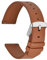 WOCCI 20mm Dünne Flache Leder Uhrenarmband für Smartwatch mit Silberner Schnalle (Braun)