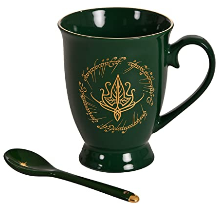 Elbenwald Herr der Ringe Sammel-Tasse Elben mit Löffel 270ml Keramik grün
