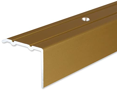 PROVISTON Profilé d'angle - En aluminium anodisé - Couleur dorée - Largeur : 24,5 mm - Hauteur : 18 mm - Longueur : 1000 mm - Percé - Profilé de bord d'escalier - Angle combiné - 1 pièce