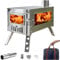 DANCHEL OUTDOOR HS6 Hot Zelt-Holzofen mit Glas für Camping, 304 Edelstahl, Sekundärverbrennung, Klappofen, tragbar, mit verstärktem Seitenrucksack, 2 m Schornstein