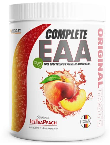 EAA Pulver 2x500g ICE TEA PEACH - 12.500mg essentielle Aminosäuren, unglaublich lecker & erfrischend - COMPLETE EAA mit allen 9 EAAs inkl. Histidin - EAA vegan Aminosäuren Pulver - Amino Workout Drink