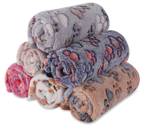 BVAGSS 6 Stück Kleine Flauschige Hundedecke, Weich mit Fleece Flanell Haustier Decken für Kleine Mittlere Hunde Katzen Warmer und bequemer Schlaf XH075 (60 x 40 cm, Mehrfarbig)
