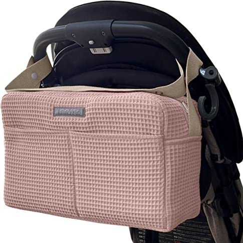 Borsa Passeggino Mimuselina – Borsa per Passeggino Grande Capacità – Organizzazione Totale con 7 Tasche – Utilizzo a Spalla o su Passeggino senza Ganci – Prodotta in Spagna
