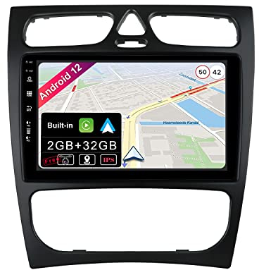 JOYX Android 11 Autoradio Para Mercedes Benz C/CLK Class C-Class W203 (2000-2004) - [2G+32G] - Inalámbrica CarPlay/Android Auto - GRATIS Cámara - IPS 9 Pulgada 2 Din - DAB 4G WLAN BT Volante Fast-Boot