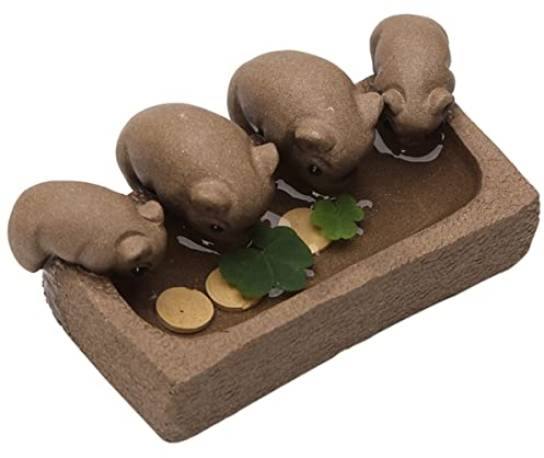 STOBOK Elegantes Teehaustier-Ornament Mit 4 Schweinen Aus Ton Für Die Heimdekoration Im Teezimmer