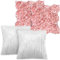 Oudain Decorative 3D Rose Flower Pillow Cover, Faux Fur Throw Pillow Covers, 16 x 16 Inch Throw Pillows for Bed Soft Square Sofa Pillow Covers for Xmas Sofa Bedroom Car (Pink Rose, White Fur, 4 Pcs)