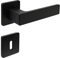 FELGNER Maniglia Bormio per porte interne | maniglia per porta moderna e di alta qualità | ferramenta per porta con rosetta | per porte interne e delle camere | Nero| con 2 chiavi