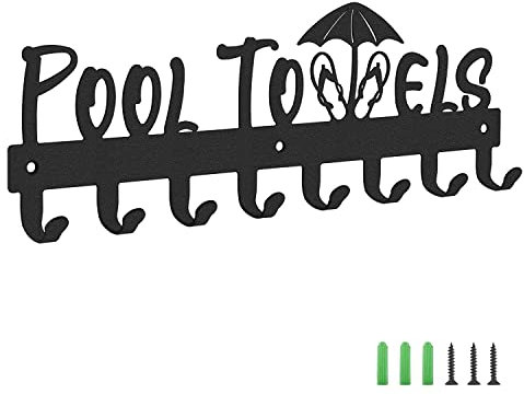 MDYBF Toallero de piscina con 8 ganchos, toallero de pared para exterior o, toallero para albornoces colgantes