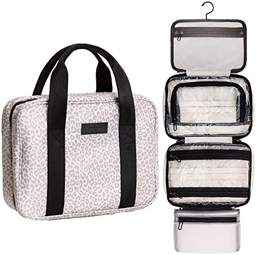Jadyn Kulturbeutel zum Aufhängen, erweiterbarer Kulturbeutel, Organizer für Frauen, wasserabweisend, große Reise-Kosmetiktasche für Make-up, Toilettenartikel, Lotion, Wüste Leopard, 6.5 Liters
