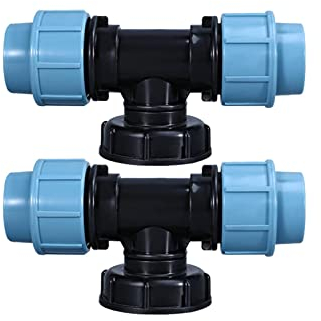 2 Stück IBC Tankgewindeverbinder s60x6 Adapter auf Mdpe Wasserrohrverschraubungen Auslass 25 mm Tee