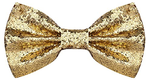PROUSKY Glitzer-Pailletten-Fliege, glitzernde, vorgebundene Fliege für Herren, für Cocktail, Junggesellinnenabschied, Hochzeit, Party, Kostüm, Verkleidung, gold, 12.5 x 7.5 x 2 cm