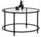 IDMarket – Mesa baja redonda Merano 70 cm bandeja de cristal y pie de metal