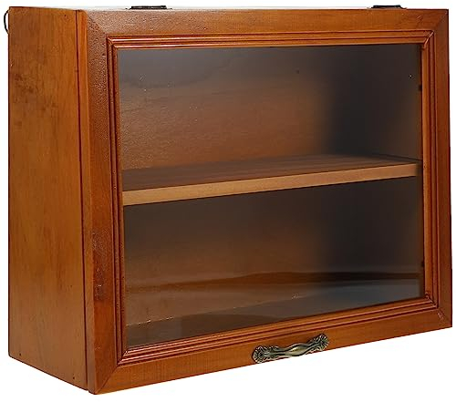 Operitacx Vitrine mit Glasfront, Schattenboxen, Holzvitrine, Sammlerstück, Holz, freistehende Box, Tassen-Display, Heimdekoration, kleine Glasfrontvitrine