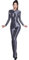 Yaaapiy Damen Ganzkörperanzug Yoga Jumpsuit Einteiler Body Bodysuit eng Gepflegt.Kostüm Catsuit mit Reisverschluss Dessous Unterwäsche (Grau)