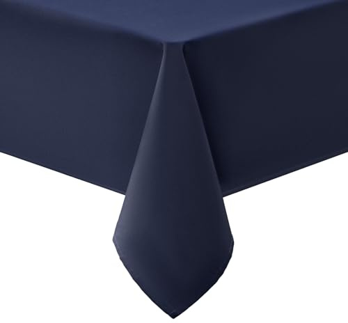 smiry Tischdecke Abwaschbar Rechteckig 130x160cm Tischtuch Polyester Wasserabweisend Lotuseffekt Tischwäsche Schmutzabweisend Abwischbare Tafeldecke für Party Küche, Dunkelblau