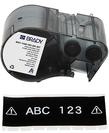 Brady Vinyl-Etikettenband für Etikettendrucker BMP51/BMP53/M511 - Klebeetiketten - Weiß auf Schwarz (38,10 mm (B) x 7,62 m (L)) - M5C-1500-595-BK-WT