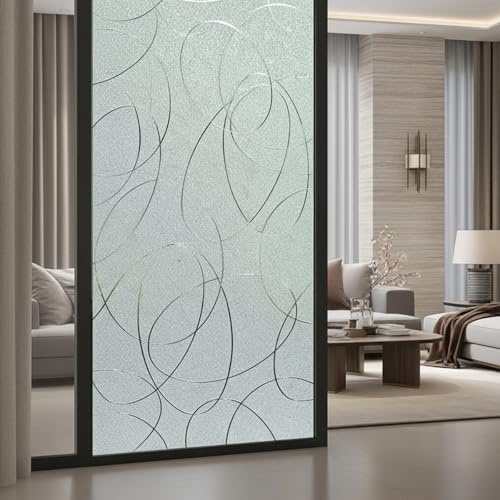 Ambiance Sticker Klebefolie, Blickdicht, Linien-Design, für Fenster – Fensterfolie, elektrostatisch, Blickdicht, UV-Schutz, H 45 cm x L 6 m