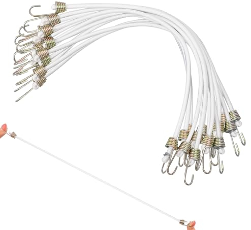 Elastici con gancio, 15 pezzi 26 cm, elastici per bagagli bianchi, mini cinghie in gomma, misura universale, espansore versatile per bagagli, biciclette, moto, auto carico