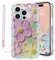 Micoden for iPhone 15 Pro Case Oil Retro Floral Print Curly Wave Silicone Case Aesthetic Fashion Flower Girls Women Phone Case with Strap for iPhone 15 Pro Purple