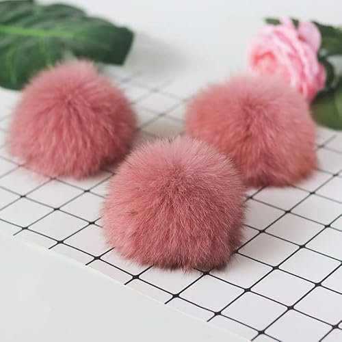 10 Stück 10CM Kunstfell Pompon,Kunstfell Bommel Fellbommel für Mützen Tasche Beanies Taschenanhänger Schlüsselanhänger Fellbommel DIY Fell Pom Poms für Schuhe Schals Anhängern Dekoration -Rosa