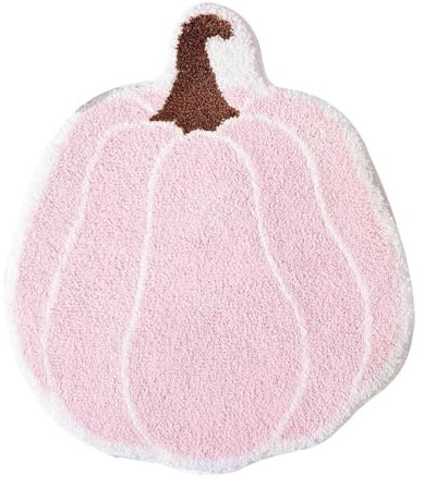 Kürbis-Teppich, rosa Kürbis-Dekoration, Heimdekorationsteppich, Halloween-Party, schwarz-orangefarbener Teppich, Badematte, weicher Plüschteppich Kleiner Runder Teppich (Pink, One Size)