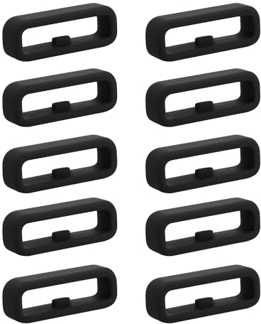 kwmobile 10x Smart Watch Band Halterung für 20mm Smartwatch Strap (Universal) Armbandhalterung - Bandschlaufe für Fitness Tracker und Smart Uhr aus Silikon - Schwarz