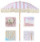 Elyrthriumc Sombrillas de playa de 6.5 pies con flecos, sombrilla de patio a rayas rosas y blancas con borlas blancas, sombrilla portátil para exteriores, sombrilla de playa, sombrilla de jardín,
