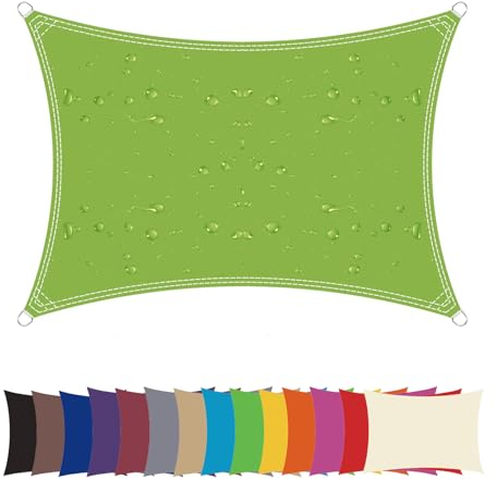 Ygann Sonnensegel Sonnenschutz Sonnendach Balkon Wetterschutz wasserabweisend Winddicht PES 420D 96% UV-Schutz für Garten Outdoor Viereck Rechteck Quadrat Grün,1.1x1.4m