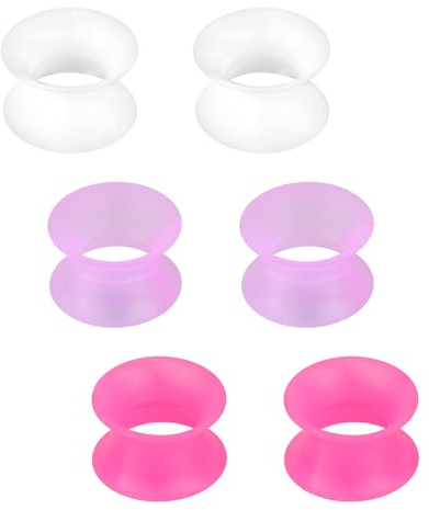 3 Paar Silikon Tunnel 3mm Extra Weich und Flexibel Flesh Tunnel Ohr Plug Expander Hider Piercing Schmuck für Frauen und Männer Weiß Violett Rosarot