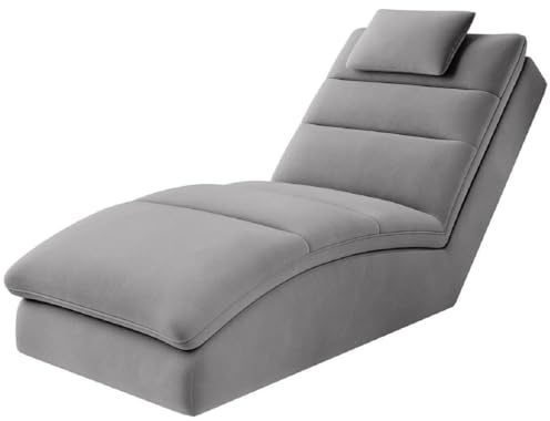 Casa Padrino Luxus Samt Chaiselongue mit Kopfkissen Grau 170 cm