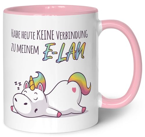 Bedruckte Tasse mit Spruch E-Lan - Lustiges Geschenk - Geschenk für Mama Papa Freunde als Geburtstagsgeschenk - auch zum Muttertag Vatertag - Geschenke für Frauen & Männer - Farbe: Rosa