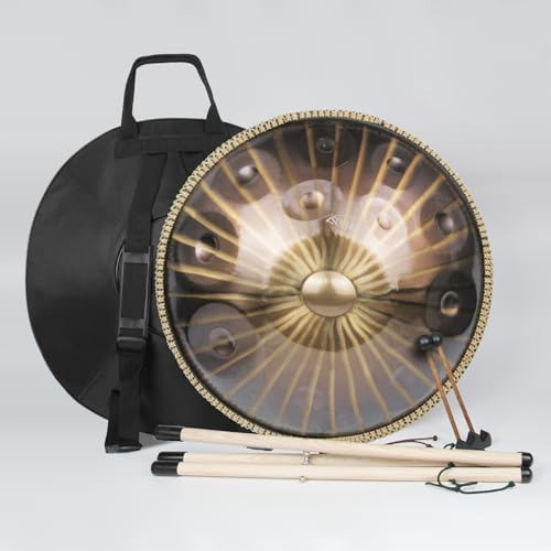 Handpan Drum - Handgefertigtes 12Töne-Stahl 432Hz D-Moll(Sonnenmuster)