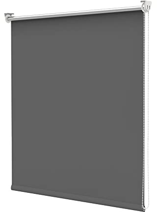 Deswell Verdunkelungsrollo Klemmfix ohne Bohren & mit Bohren Dunkelgrau B90 x H120 cm(Stoffbreite 85cm) Thermorollo Sichtschutz Sonnenschutz, Klemmrollo Wandmontage Seitenzugrollo für Fenster