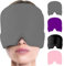Migraine Relief Cap, Reusable Cold Hot Therapy Migraine and Headache and Migraine Hat, Head Wrap Ice and Hot Mask for Puffy Eyes, Tension, Sinus and Stress Relief -（Grey)