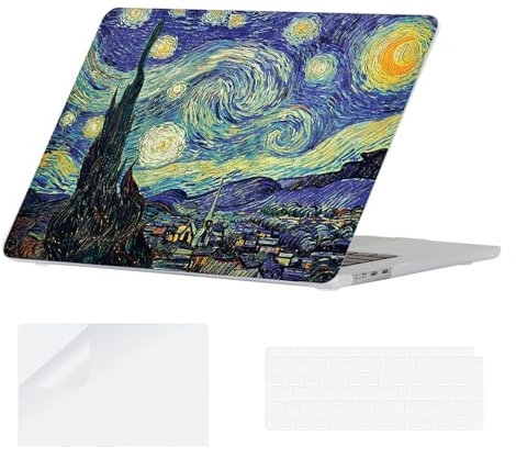 YOPAS Funda Compatible para MacBook Air 15 Pulgadas M2 A2941 M3 A3114 2023 2024 con Touch ID, Carcasa de Plástico Duro, Van Gogh
