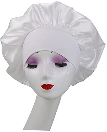 HONMEET 4 Stück Satin-schlafmütze Für Damen Elastisch Und Bequem Zum Schlafen Für Nacht Für Make-up Und Waschen Mit Ausreichend Platz Für Haare in Dunkel, Königsblau Und Rosa